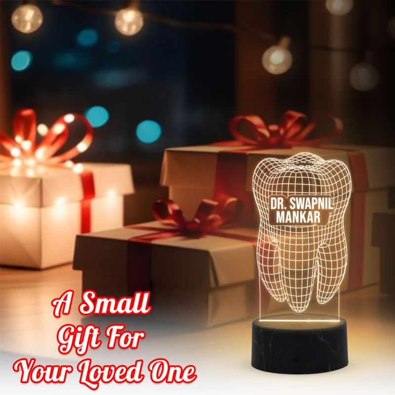 Teeth 3D Illusion Night lamp with Warm White Light Desk Table lamp Gift for Doctor